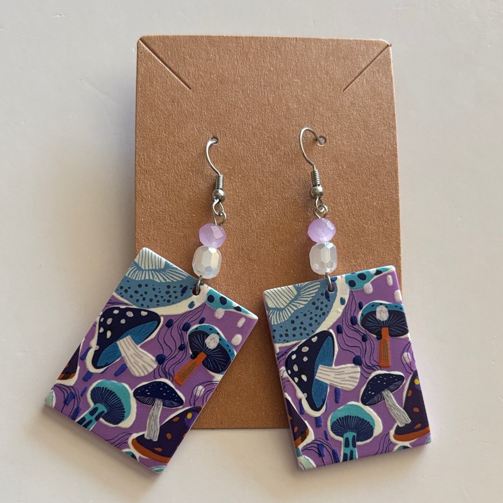 Fashion Jewelry Purple and Blue Mushroom Earrings